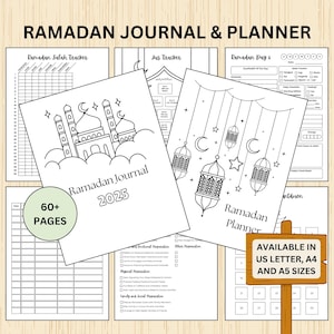 Planificador y diario de Ramadán / Descarga digital / PDF imprimible / Seguimiento de dua, hábitos y salah / Plan de comidas / Calculadora de zakat / A4, A5, carta de EE. UU.