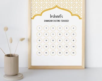 Ramadan Fasting Tracker for Kids | Editable and Printable PDF | A4, US Letter Size | Ramadan Chart to Track Fasting Progress | Edit in Canva