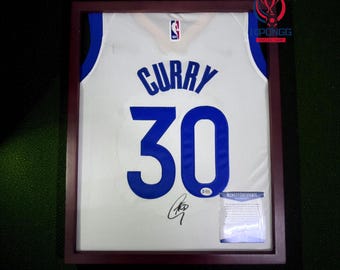 S.Curry #30 GSW White Jersey - Certified BAS Autograph - Framed GSW Collectible