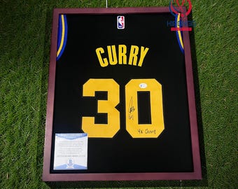 Curry #30 GSW Black Signed Jersey - With/without Frame - Certified BAS Autograph