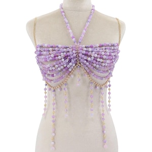 Soutien-gorge avec chaîne et perles en strass : Bijoux burlesque du festival Rave