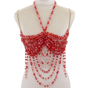 Rhinestone Beaded Body Chain Bra: Rave Festival Burlesque Jewelry