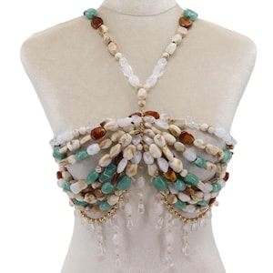 Rhinestone Beaded Body Chain Bra: Mermaid Rave Festival Jewelry