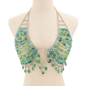 Rhinestone Beaded Body Chain Bra: Mermaid Rave Festival Jewelry