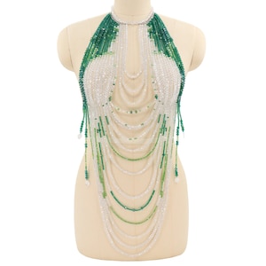 Rhinestone Beaded Body Chain Bra: Mermaid Rave Festival Burlesque Jewelry