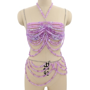 Rhinestone Beaded Body Chain Bra: Rave Mermaid Costume Jewelry