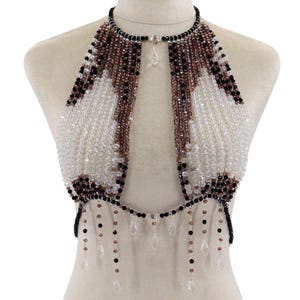 Soutien-gorge avec chaîne et perles en strass : Bijoux burlesque du festival Rave
