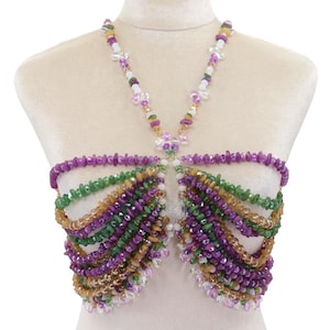 Rhinestone Beaded Body Chain Bra: Mermaid Rave Festival Jewelry