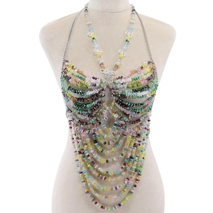 Rhinestone Beaded Body Chain Bra: Rave Festival Mermaid Costume Jewelry