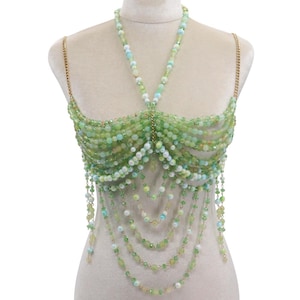 Rhinestone Beaded Body Chain Bra: Mermaid Rave Festival Jewelry