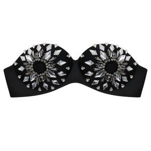 Handmade Beaded Rhinestone Bra Top - Strapless Crystal Bralette for Burlesque/Belly Dance/Samba | Festival Wear, Rave Outfit, Stage Costume