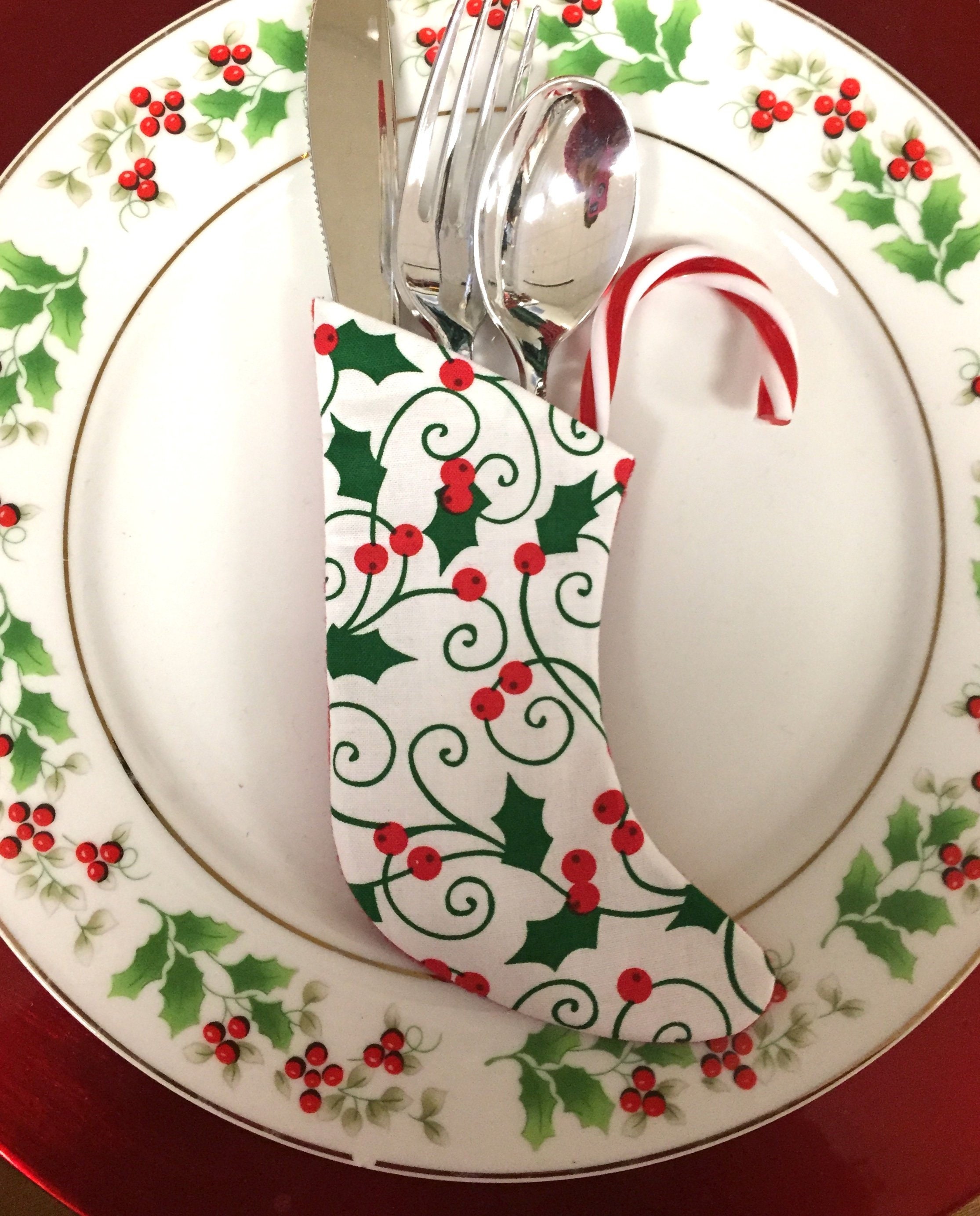 Santa Socks Christmas Tableware Silverware Cutlery Holder Bag Etsy