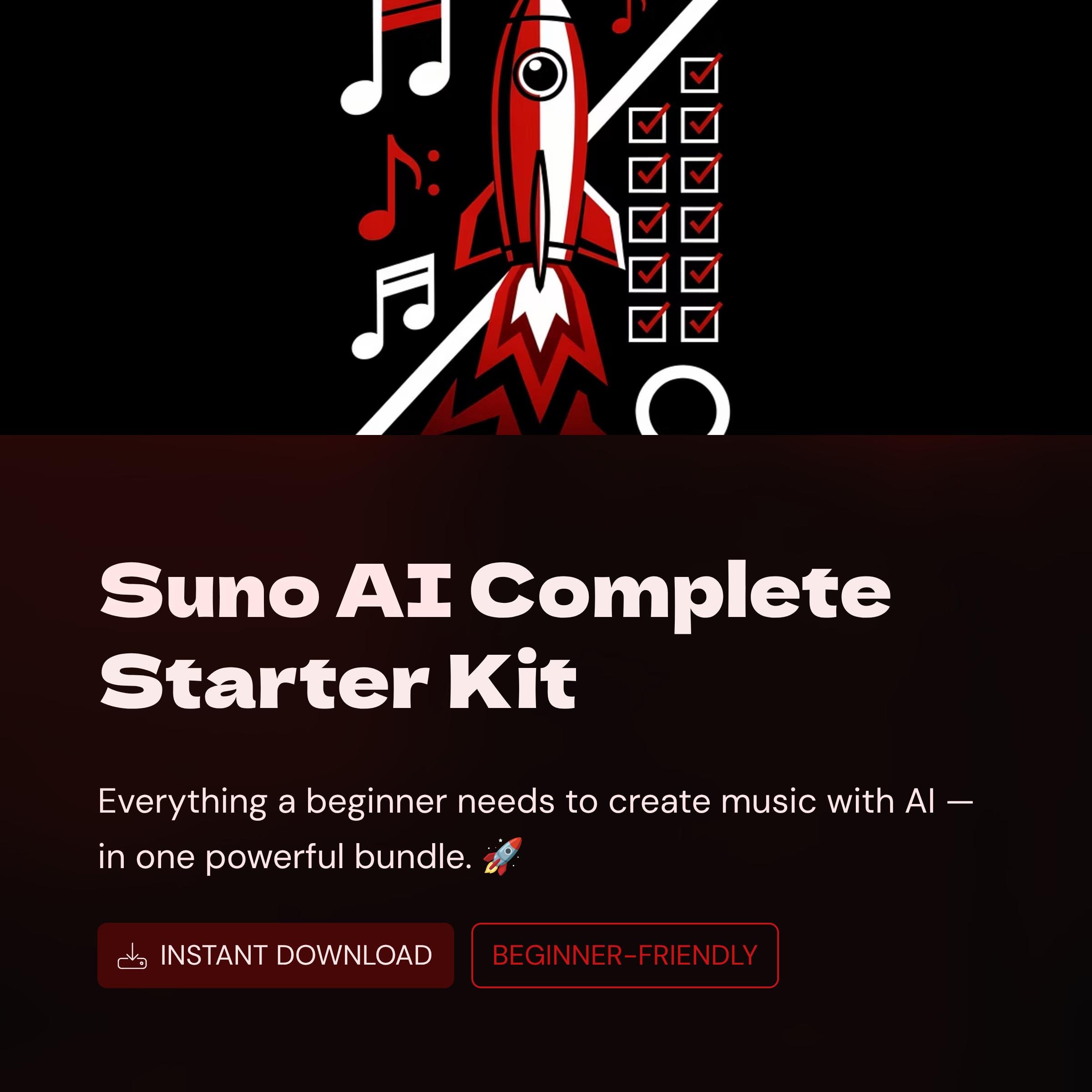 Suno AI Complete Starter Kit – Beginner Guide E-book Cheat Sheet & Pop ...