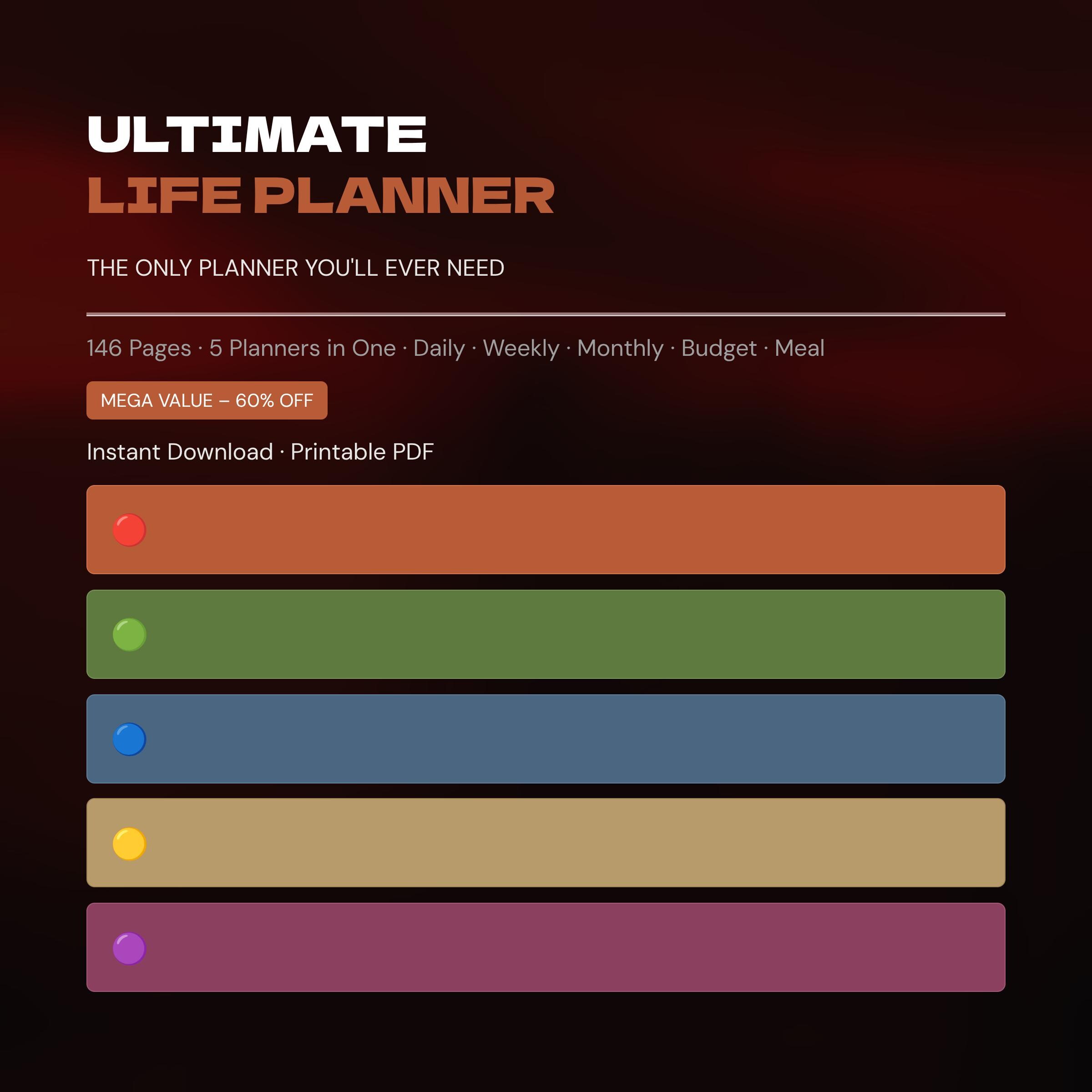 Ultimate Life Planner Bundle Printable – Daily Weekly Monthly Budget ...