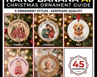 How to Create Christmas Ornament Portraits with Nano Banana AI – Guide with 45 Examples for Etsy Sellers