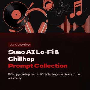 Lo-Fi & Chillhop Prompts for Suno AI – 100 Relaxing Music Prompts Across 20 Sub-Genres