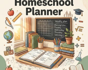 Homeschool Planner Printable – Lesson Plan, Curriculum Map, Attendance Tracker & Grade Book