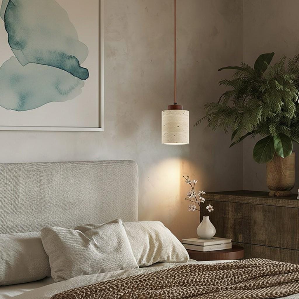 Wabi Sabi Travertine Pendant Light Japanese Modern Cave Stone ...