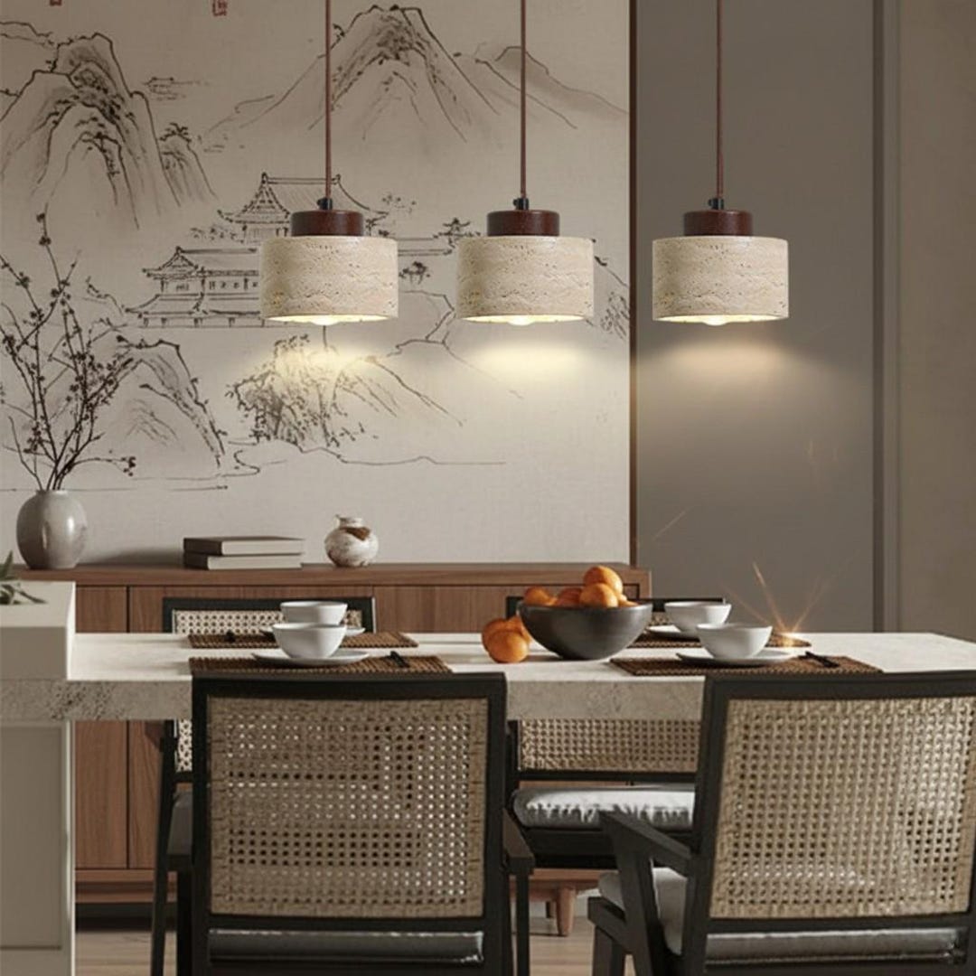 Wabi Sabi Travertine Pendant Light Japanese Modern Cave Stone ...