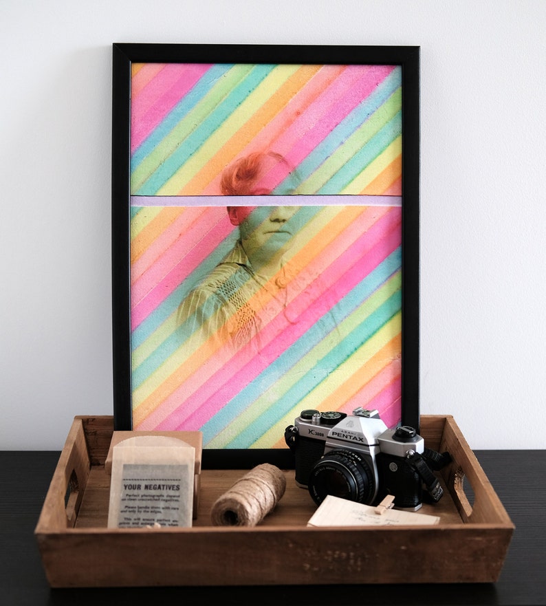 Bright Art Rainbow Collage Giclee Fine Art Print On Thick Matte German Etching Paper Surreal And Dada Print Artwork On Hahnemuuhle Paper