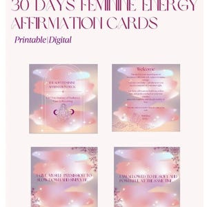30 Tage weibliche Energie Affirmationskarten - druckbares und digitales Deck für Selbstliebe, innere Heilung und göttlich-weibliche Energie.