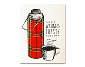 Christmas Card - Tartan Thermos