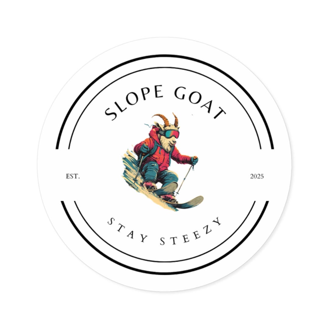 Speed Goat Sticker Round Stickers, Skiing Goat, Sticker Decal, Funny Goat Sticker, Indoor ...