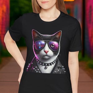 Cat Sunglasses Tee, Trendy Graphic T-Shirt, Funny Animal Shirt, Cool Kitty Top, Hipster Cat Clothing, Summer Vibes Apparel