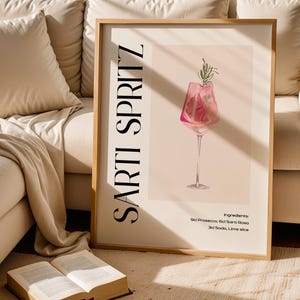 Sarti Spritz Cocktail Poster, Cocktail Wall Art, Bar Decor, Cocktail Aesthetic, Cocktail Recipe Wall Art, Home Bar Decoration, Digital Print