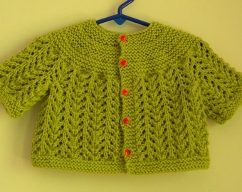 Hand Knit Apple Green Baby Sweater