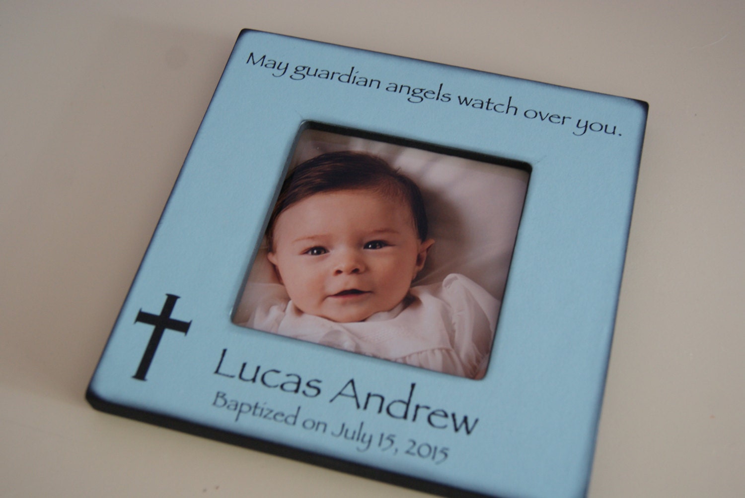 Personalized Baptism Frame For Baby Boy Gift for Godson Etsy