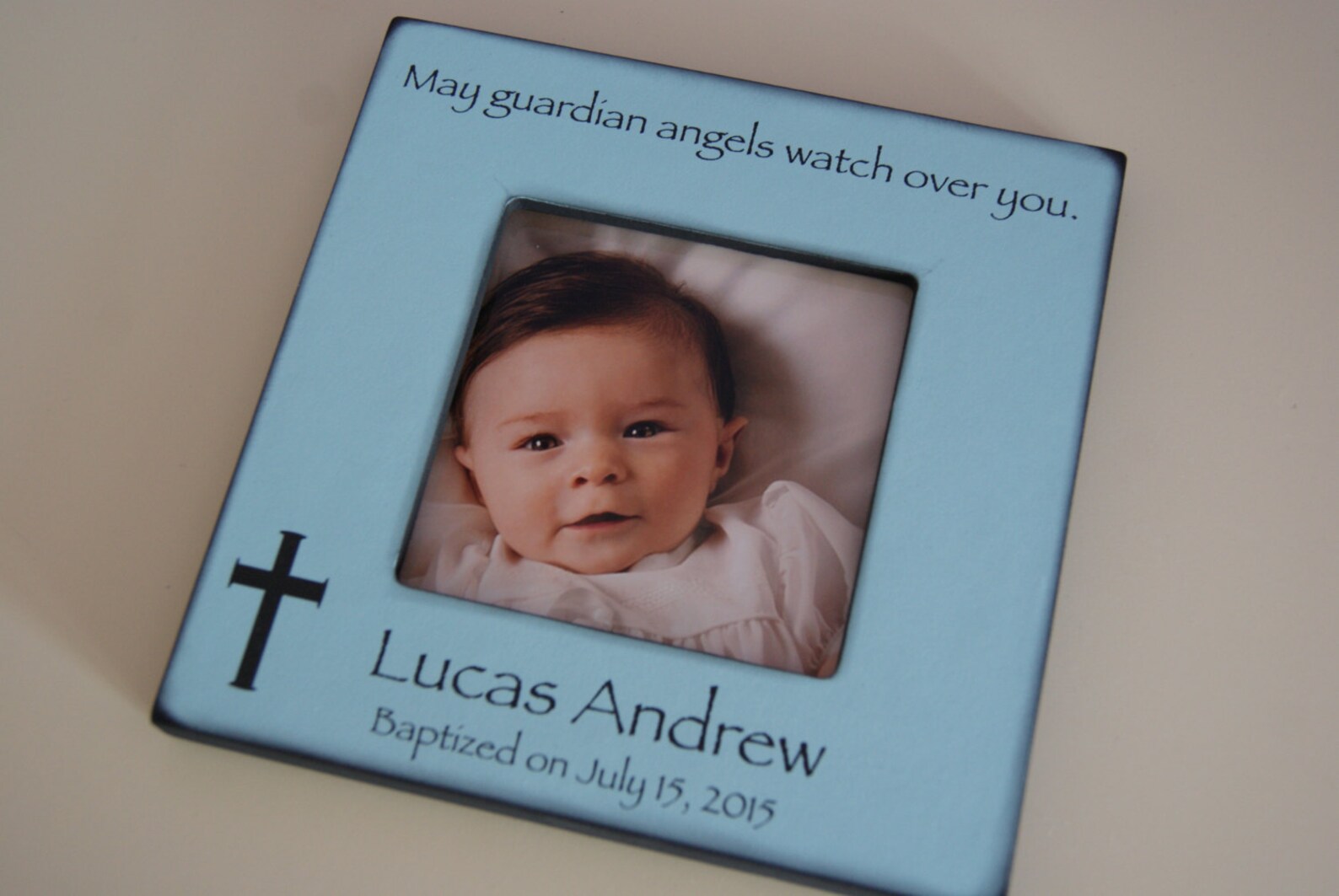 Personalized Baptism Frame For Baby Boy Gift for Godson Etsy