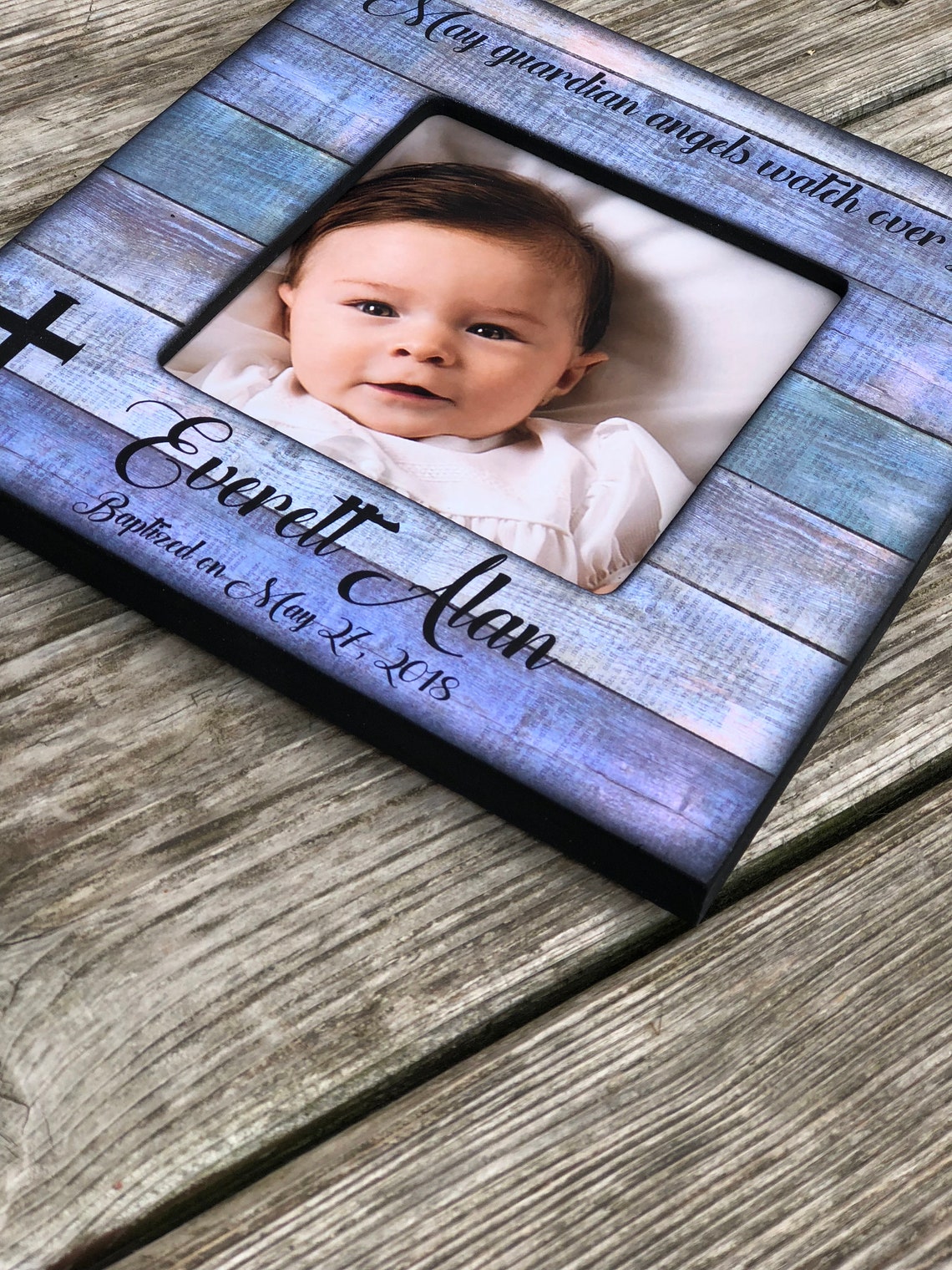 Personalized Baptism Frame for Baby Boy Gift for Godson Etsy