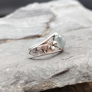 Vargmånering i sterlingsilver med akvamarin – Vikingasmycken för män och kvinnor