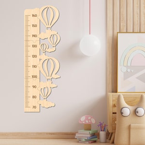 Personalized Hot Air Balloon Growth Chart for Kids, Nursery Decor as a Measuring Stick, Wooden Height Ruler, Perfect as a Baby Shower Gift