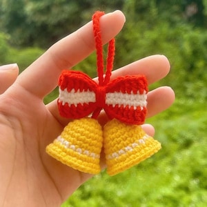 Easy Crochet Xmas Bell PDF Pattern - Mini Bell Christmas Hanger Amigurumi Tutorial - Christmas Ornaments Crochet Pattern Beginner Friendly