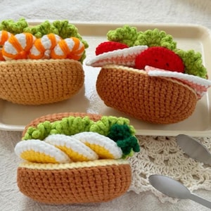 Crochet Sandwich Amigurumi Pattern, Amigurumi Sub-Style Crochet Play Food Pattern PDF, Breakfast Sandwich Toast Crochet Pattern