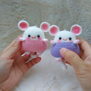 Crochet Little Mouse Keychain PDF Pattern, Cute Tiny Mouse Plush Tutorial, Amigurumi Animal Bag Charm, DIY Small Gift, Digital Download