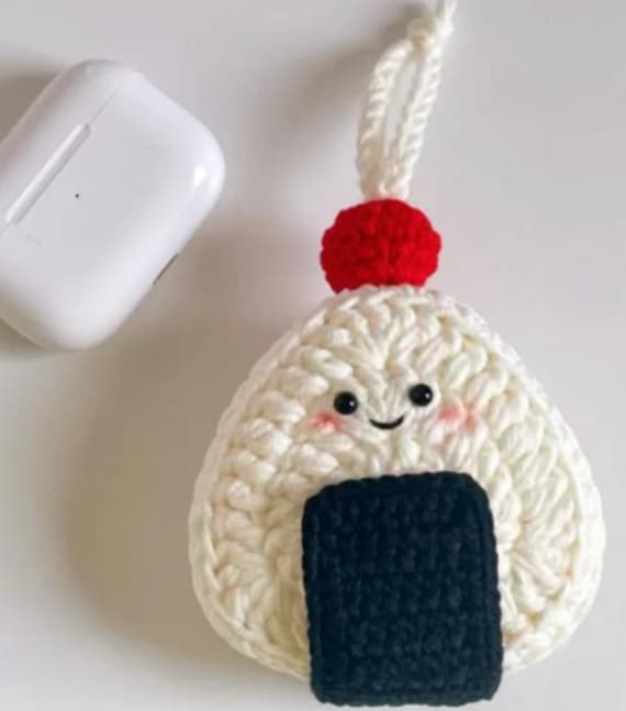 Easy Crochet Onigiri Headphone Case Pattern, Beginner-Friendly Project, Amigurumi Headphone Pouch, Cute Earbud Cases, Digital PDF Download