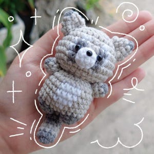 Crochet Raccoon Keychain Pattern PDF, Cute Animal Amigurumi Tutorial, DIY Small Animal Plush Toy, Bag Charms, Gift Idea, Digital Download