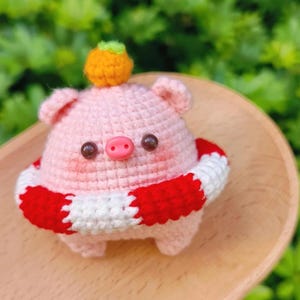 Crochet Little Piggy with Swim Ring Pattern, Cute Amigurumi Plush PDF Tutorial for Cute Handmade Gifts, Keychains, Bag Charms, Playful Decor