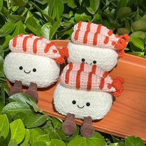 Crochet Shrimp Sushi Amigurumi Pattern PDF, Cute Sushi Plush Toy, Japanese Food Crochet Tutorial for Handmade Gift Ideas, Decor, Keychains