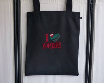 Tasche tote Bag schwarz "I love zombies"