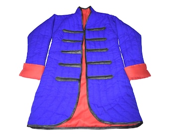 Blue Quilted Gambeson Kaftan - Medieval Padded Armor Set