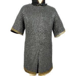 8 mm Flat Riveted With Flat solid ring alternate, Medieval Chainmail Shirt oil finish