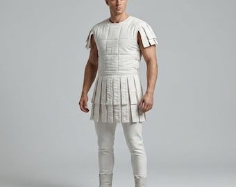 Padded White Gambeson sleeveless  Aketon Viking For LARP Cosplay Historical LARP Reenactment