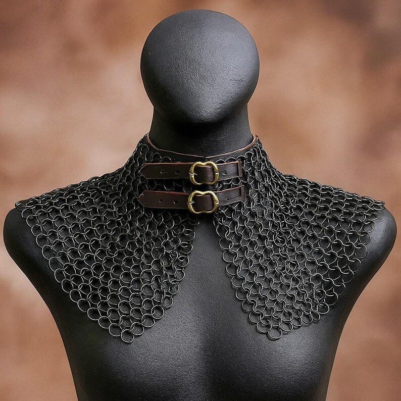 Medieval Butted Chainmail Gorget With Leather Buckle Knight Neck Armor ...