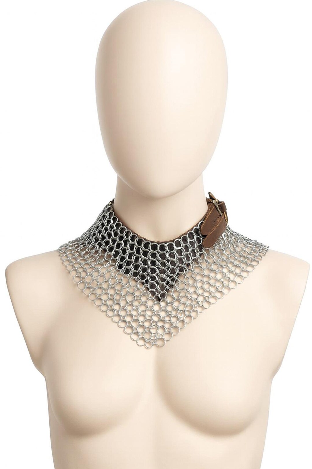 Medieval Chainmail Gorget Neck Guard With Leather Strap Handcrafted ...