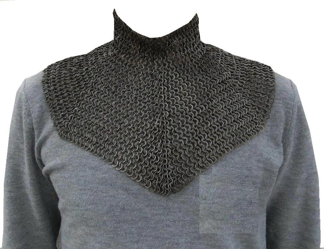 Medieval Chainmail Aventail Neck Guard Riveted Ring Historical Armor ...