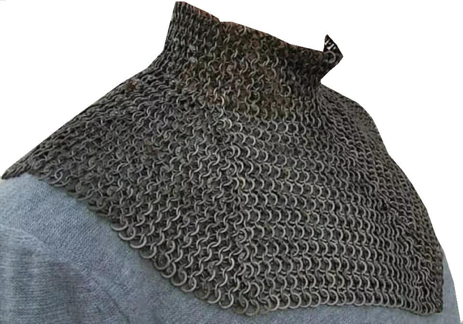 Medieval Chainmail Aventail Neck Guard Riveted Ring Historical Armor ...